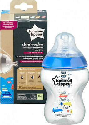 Tommee Tippee Plastic Bottle Closer to Nature Anti-Colic with Silicone Nipple for 0+, 0+ m, months Blue 260ml 1pcs