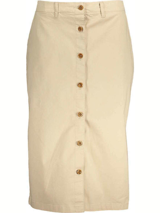 Hoch tailliert Midi Rock Beige