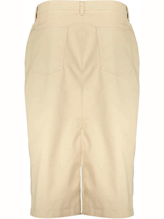 Hoch tailliert Midi Rock Beige