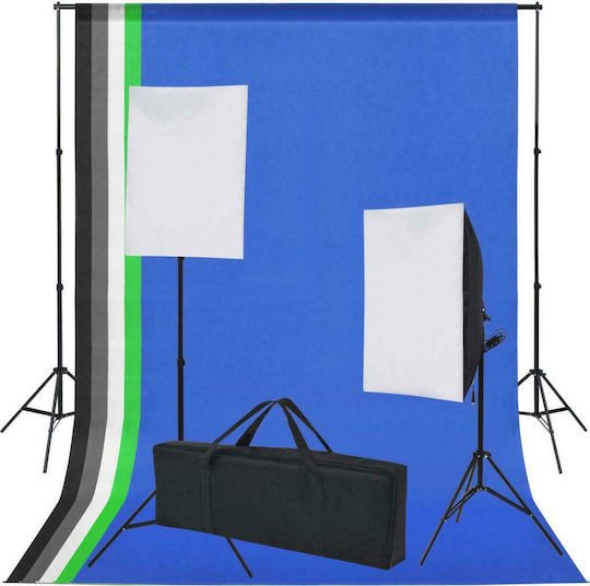vidaXL Studio-Fotografie-Kit: 5 farbige Hintergründe & 2 Softbox Beleuchtungssatz 5500K 24W