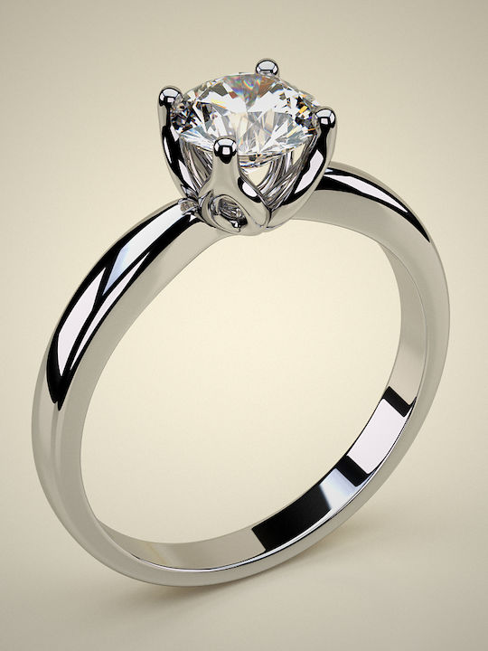 Diamond Jools ENG072 Μονόπετρο από Λευκόχρυσο 18Κ με Διαμάντι