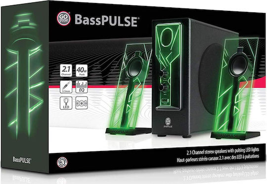 Gogroove BassPULSE Ηχεία Υπολογιστή 2.1 με Ισχύ 20W σε Πράσινο Χρώμα