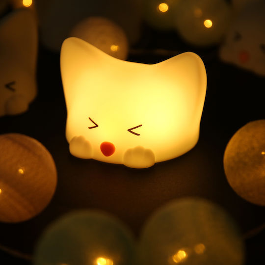 Josef Niermann Детско Декоративно Осветление Catty Cat с Промяна на Цветовете Бял 12x10x7.8εκ.