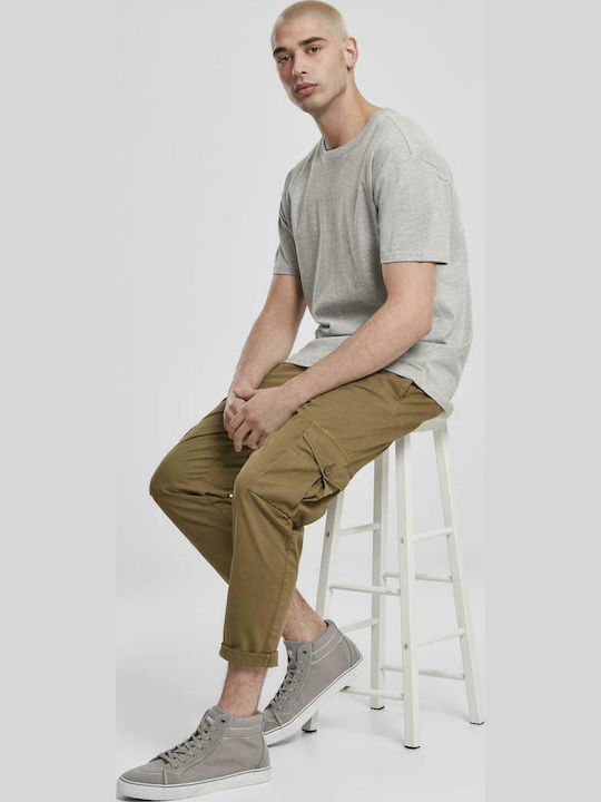 Ανδρικό Παντελόνι Cargo Ελαστικό Slim Fit Χακί