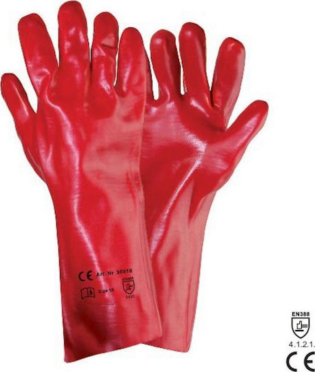 Ergo Arbeitshandschuhe Rot PVC/Baumwolle 27cm 1Stück