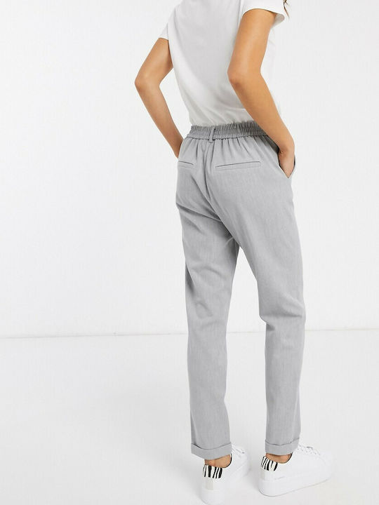 Vero Moda Women's Fabric Trousers in Regular Fit Light Grey Melange