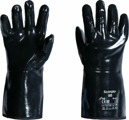 Ansell AlphaTec® Αδιάβροχα Γάντια Εργασίας Μαύρα Νεοπρενίου/Βαμβακερά Χημικών
