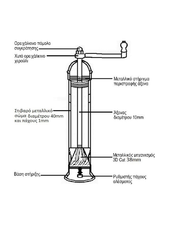 Brass Pepper Mill Alexander Χειροκίνητος Μύλος Πιπεριού Μεταλλικός 20.5cm