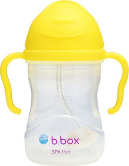 B.Box Бебешка чаша с дръжки и сламка Sippy от пластмаса Жълт за 6m+m+