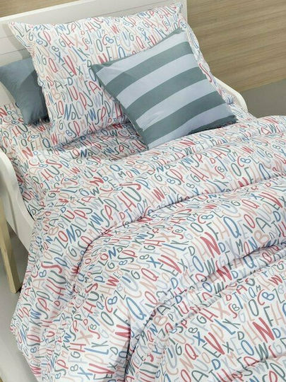 Saint Clair Kinderbettlaken Set Mit Gummizug Buchstaben Hellblau 160x250cm