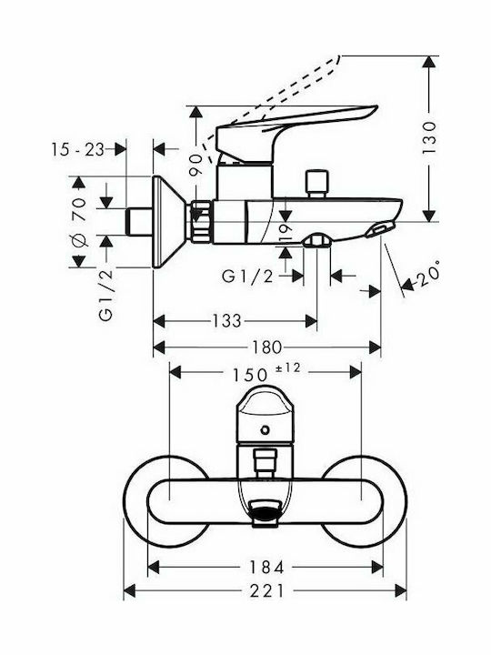 Hansgrohe Logis Mixing Bathtub Shower Faucet Silver