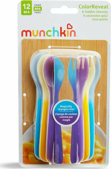 Munchkin Baby Set with Fork with Temperature Indicator made of Plastic for 12+ months Multicolor 6pcs