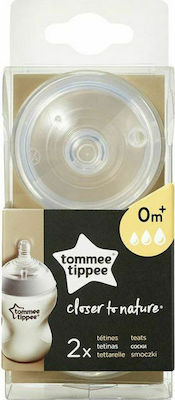 Tommee Tippee Silicone Baby Bottle Teats Adjustable Flow for 0+ months 2pcs