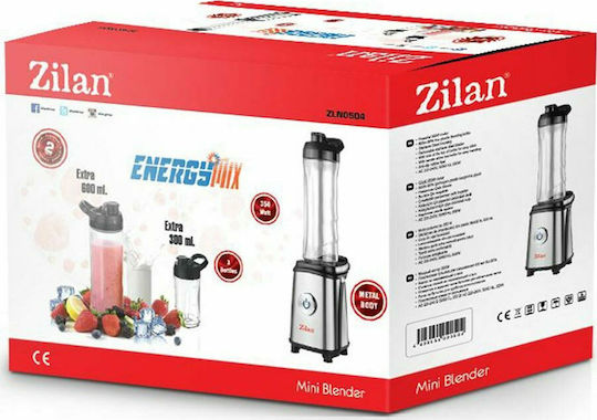 Zilan Blender Cu Cană Din Plastic 600 Ml 350W Inox ZLN0504