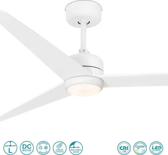 Faro Barcelona NU L Ceiling Fan 132cm with Light Fixture White