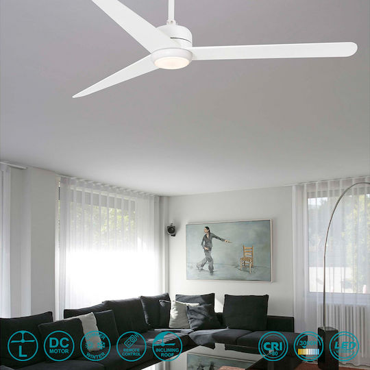 Faro Barcelona NU L Ceiling Fan 132cm with Light Fixture White