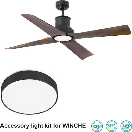 Faro Barcelona Winche M IP44 Ceiling Fan 130cm Black/Brown