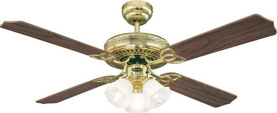 Westinghouse Monarch Trio Deckenventilator 132cm mit Leuchte Braun / Gold