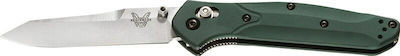 Benchmade Osborne Pocket Knife Green with Blade made of Steel in Sheath