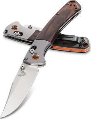 Benchmade Mini Crooked River Pocket Knife Brown with Blade made of Stainless Steel in Sheath