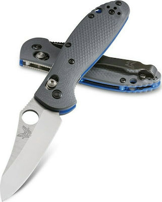 Benchmade Mini Griptilian Pocket Knife Gray with Blade made of Stainless Steel in Sheath