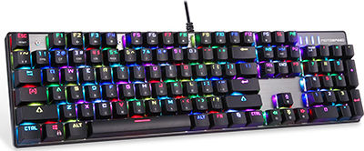 Motospeed Inflictor CK104 Gaming Tastatură mecanică cu Outemu Negru switch-uri și iluminare RGB (Grecesc) Argint