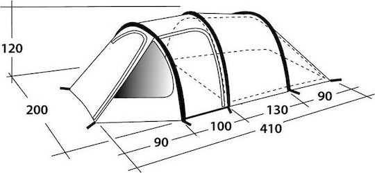 Outwell Earth 3 Tent 2016 Σκηνή Camping Τούνελ Μπλε με Διπλό Πανί για 3 Άτομα