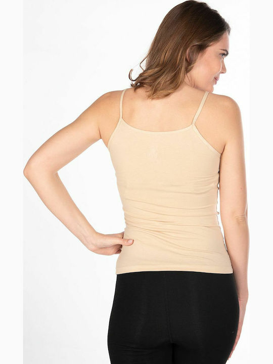 Women's Cotton T-Shirt with Spaghetti Strap Beige