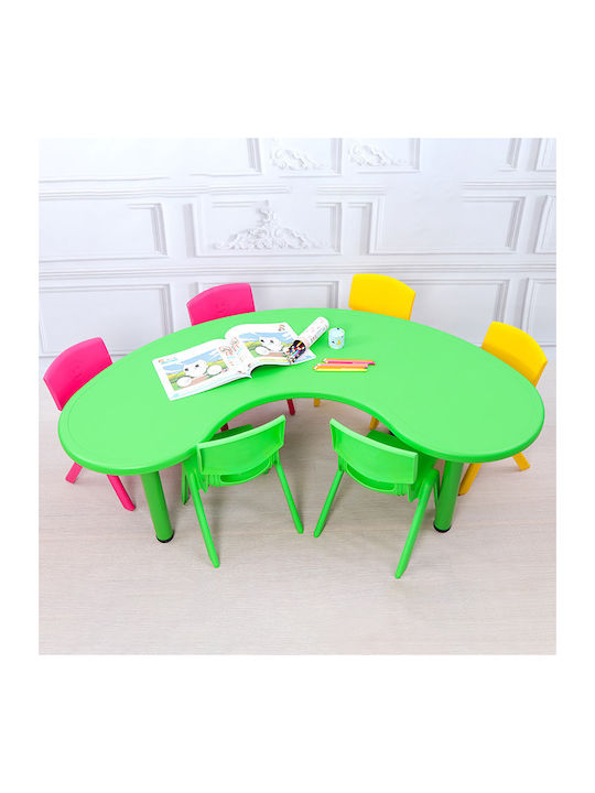Set masă pentru copii din plastic în formă de semilună cu scaune Set Masă cu Scaune pentru Copii din Plastic Verde Fun Baby