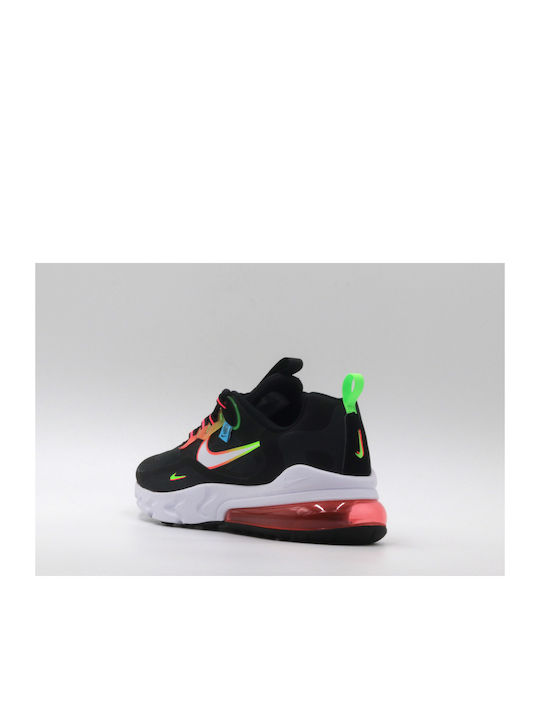 Air Max 270 React GS Kids Sneakers for Boys with Laces Black / White / Green Strike