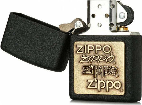 Zippo Crackle Logo Winddichter Feuerzeug Flamme Gold