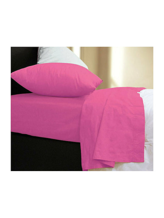 Nef-Nef Homeware Σεντόνι Ημίδιπλο με Λάστιχο 120x200x30εκ. Basic Fuchsia