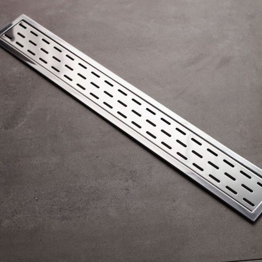 Tema Rain Stainless Steel Channel Floor with Output 50mm and Size 33x6.5cm Silver