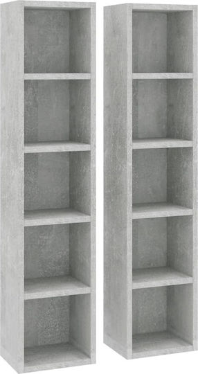 vidaXL Floor Standing Case 80 CD 2τμχ Grey Concrete 21x16x93.5cm