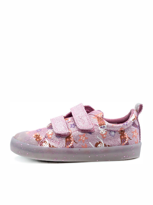 Foxing Print Kids Sneakers Anatomic with Scratch Pink