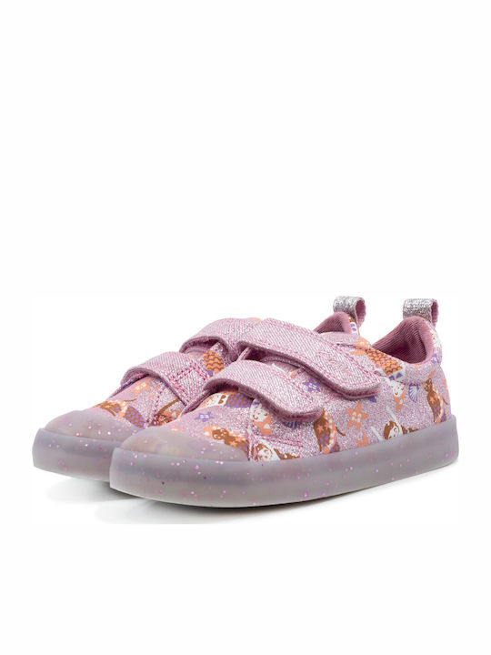 Clarks Kids Sneakers Foxing Print Anatomic with Scratch Pink