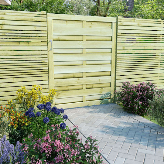 vidaXL Fence Gate Green from Impregnated Pine Wood Wooden Fence Gate in Beige Color 1.25x1.0m