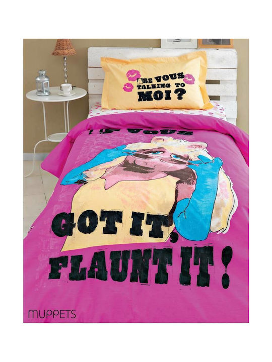 Palamaiki Muppets Set Kids Duvet Cover Single with Pillowcase Cotton Multicolored 170x250cm