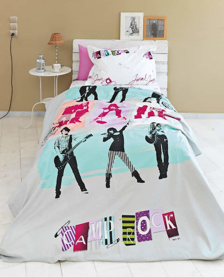 Palamaiki Set Pătură pentru copii Single cu Fășii de pernă Camp Rock Multicolor 170x250buc