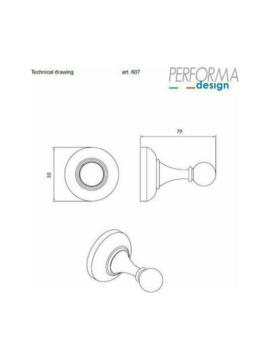 Performa Design Victoria 607 Кука Баня Единично с винтове ​7x7см Rame