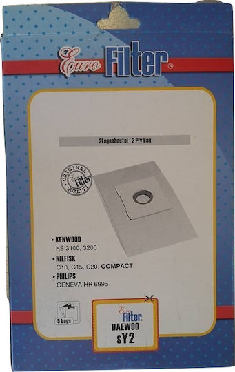 Euro Filter SY2 Σακούλες Σκούπας 5τμχ Συμβατή με Σκούπα Ariete / Daewoo / Philips / Samsung