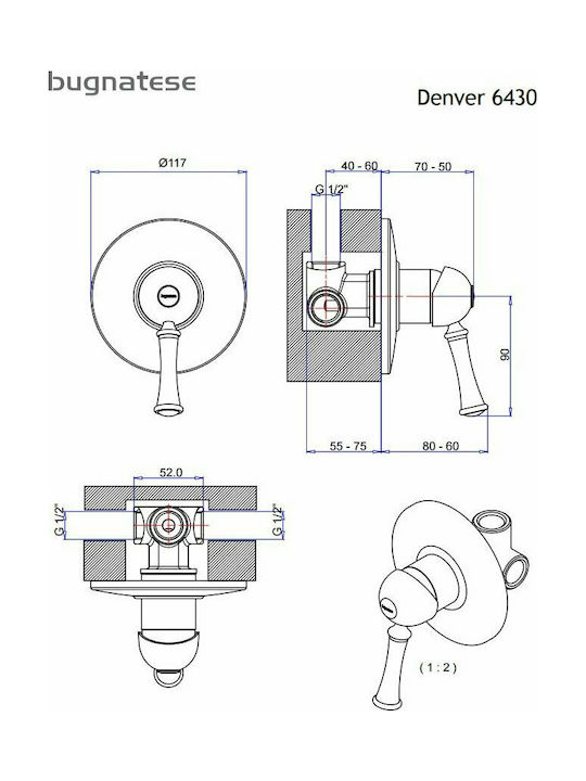 Bugnatese Denver pentru Lavabo 1 Ieșire Chrome