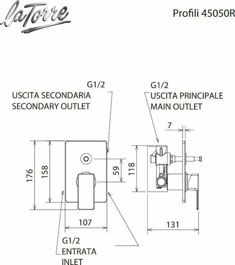 La Torre Profili pentru Duș 2 ieșiri Chrome