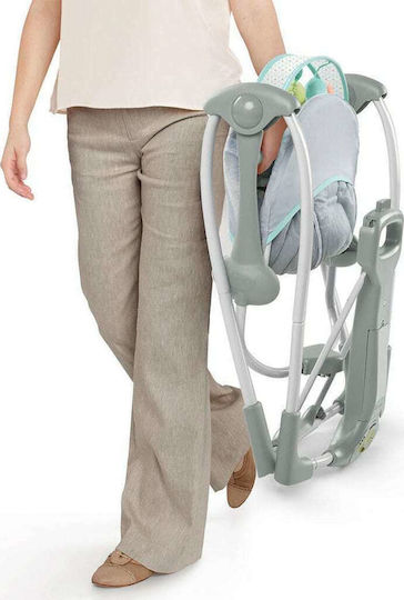 Bright Starts Handbuch Baby Relax Schaukel Swing 'n Go Portable Swing Hugs & Hoots mit Musik Grün für Kind bis 9kg