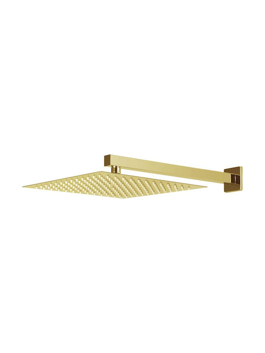 vidaXL Built-in Mixer, Hand Shower & Shower Head Set for Shower 2 Exits Inox Gold Gold Shower System made of Stainless Steel