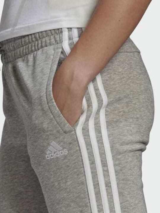 Essentials French Terry 3-Stripes Παντελόνι Φόρμας με Λάστιχο Γκρι
