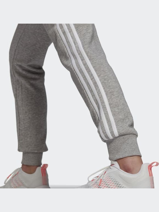 Essentials French Terry 3-Stripes Παντελόνι Φόρμας με Λάστιχο Γκρι