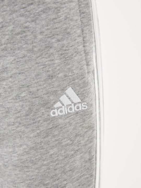 Essentials French Terry 3-Stripes Παντελόνι Φόρμας με Λάστιχο Γκρι