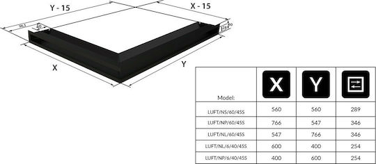 Kratki Γωνιακή Περσίδα Τζακιού 40x60x9cm Γκρι