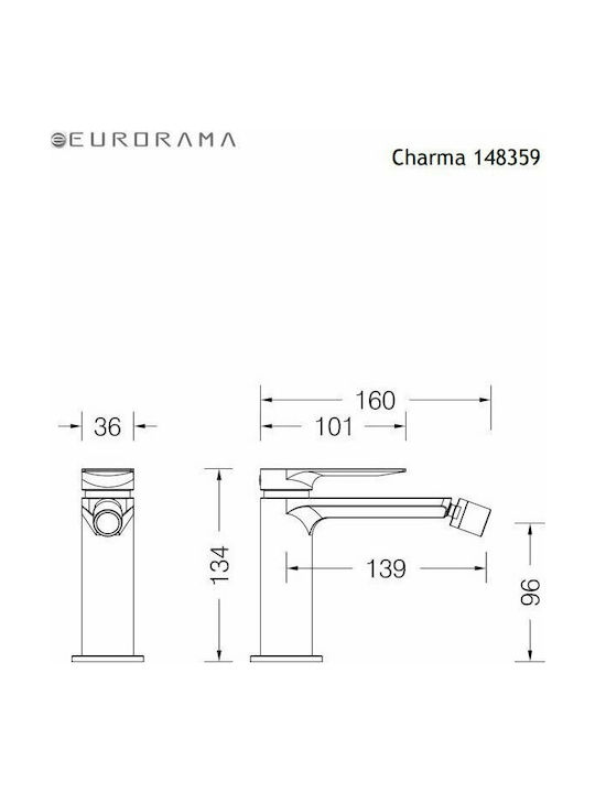 Eurorama Charma Μπαταρία Μπιντέ Chrome